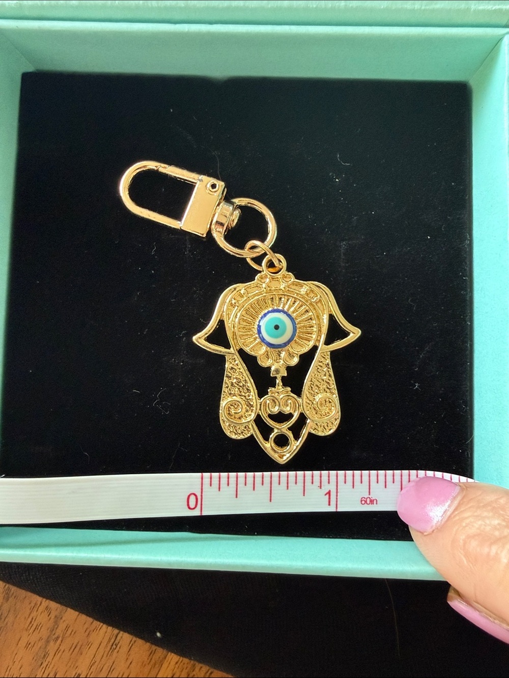 Gold Hamsa Evil Eye Keychain Charm - Women's Accessory